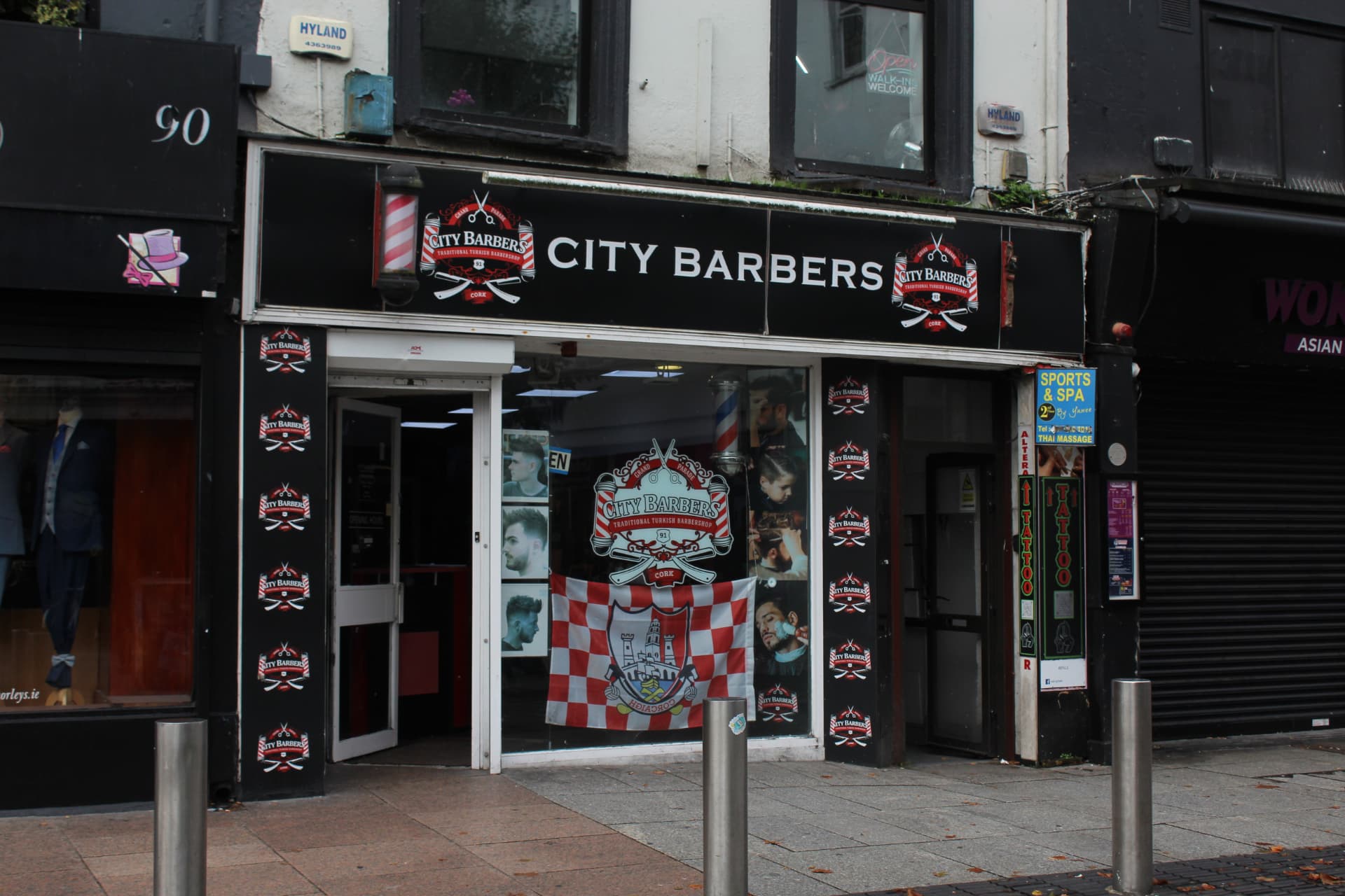 City Barbers storefront on Grand Parade, Cork city centre